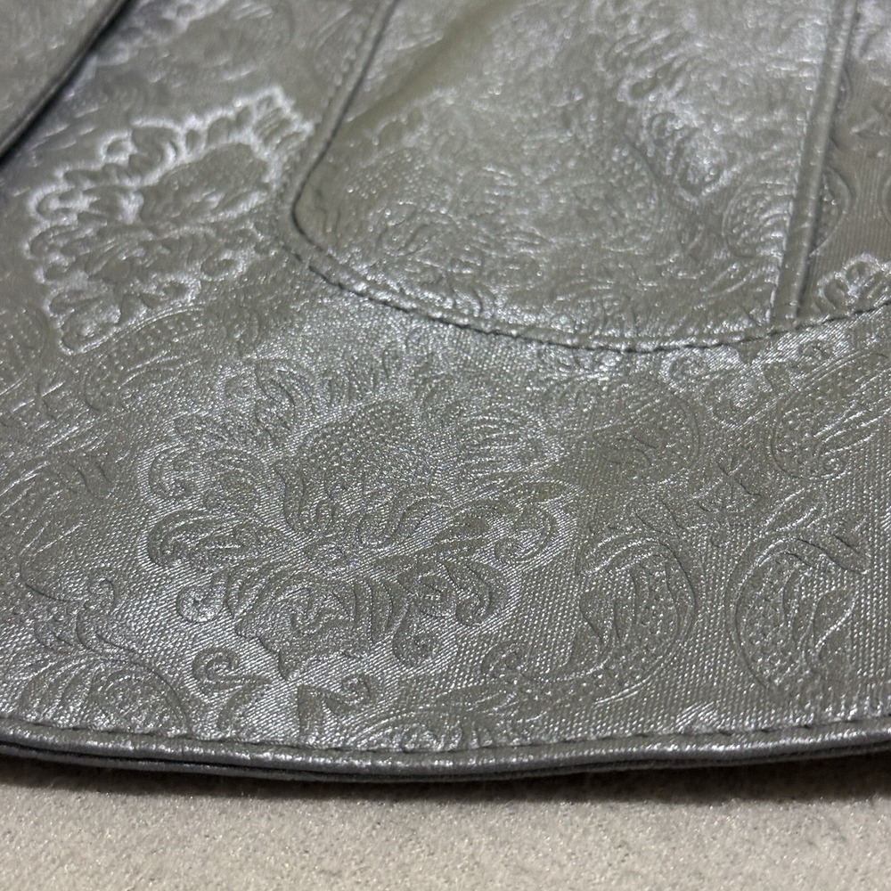 Vtg Womens leather blazer jacket S Textured Steampunk Coat Gunmetal Western Y2K - Picture 11 of 16
